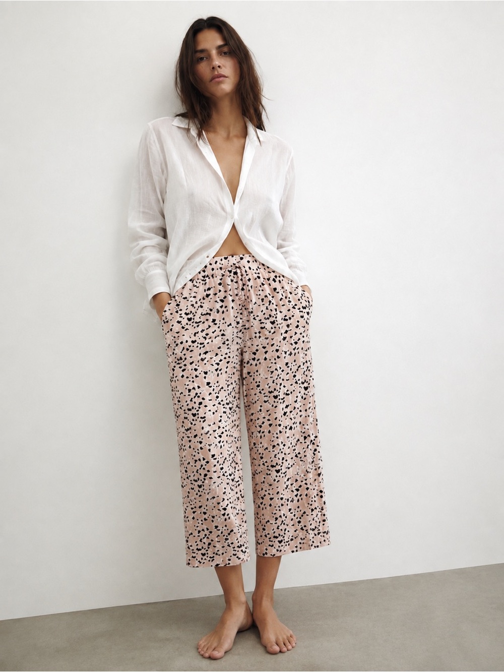 Printed Rayon Challis Cropped Pants